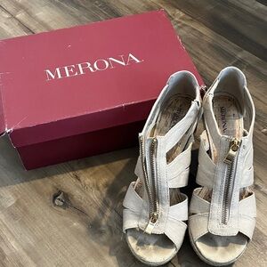 Merona Women's Tan Sandals with Gold Zipper